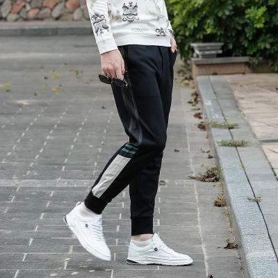 China Anti-Wrinkle Casual Men Plain Color Custom Logo Cotton Panel Patchwork Joggers Breathable Boy Fitted Mens Pants And Trousers for sale