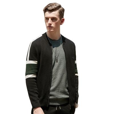 China Winter Breathable Mens Private Label Sweatshirt Stripe Patchwork Knitted Casual Crewneck Cardigan Knitted Cardigan Plus Size Mens Sweaters for sale