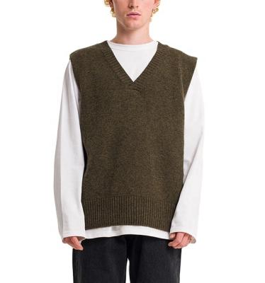 China Custom Color Men's Anti-Wrinkle Custom Color V-Neckline Knitwear Fleece Tank Causal Top Oversized Luxury Warm Knitted Plus Size Pullover Sweater Vest for sale