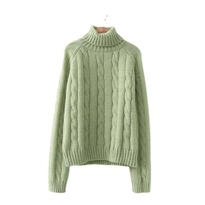 China Custom Oversized Knitwear Knitted Turtle Neck Sweater Anti Shrink Logo Casual Plain Color Cashmere Plus Size Women's Sweaters for sale