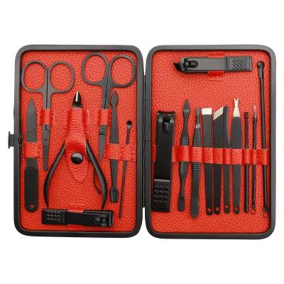 China 18 Pcs Professional All In One Makeup Kit Black Manicure Set OEM for sale