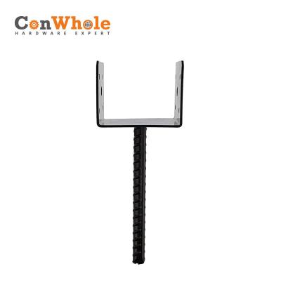 China Boat Heavy Duty U Shape Precast Concrete Fence Post Holder Ground Spike Post Anchor Metal Black Powder Coated for sale