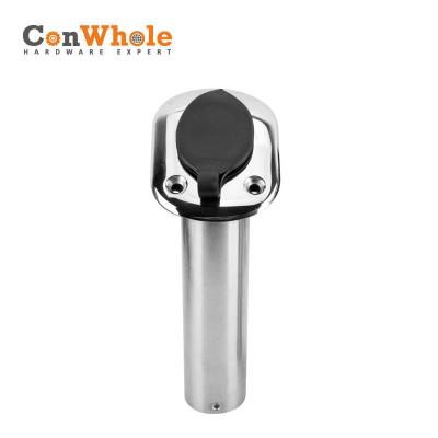 China Boat Stainless Steel Fishing Rod Holder Flush Mount With Black Coating PVC Cap And Boat Rod Holder 30 Degree for sale