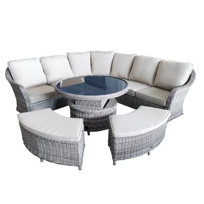 China Modern outdoor garden rattan rattan furniture plastic wicker sofa set with round wicker sofa furniture for sale