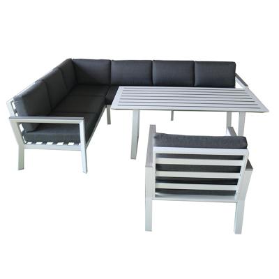 China Modern 7 Srater Alu Corner Sofa Set Outdoor Backyard Furniture Garden Sofa Set With Sofa Arm for sale