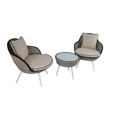 China High Quality Compact Size Modern 3 PCS Sofa Set Bistro Rattan Wicker Sofa Set Patio Furniture With Round Table for sale