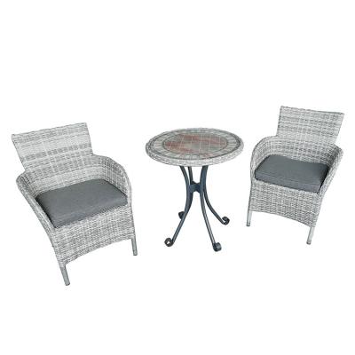 China Modern Outdoor Garden Balcony Chair Set Bistro Table Rattan Set 3 Pieces for sale