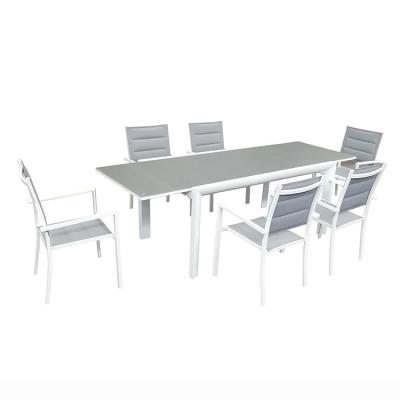 China Modern high quality stylish garden table set aluminum frame table and chairs set for sale