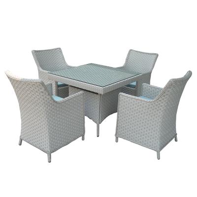 China Modern Leisure 5pcs High Quality Rattan Wicker Garden Dining / Armchairs And Table Set Gray for sale