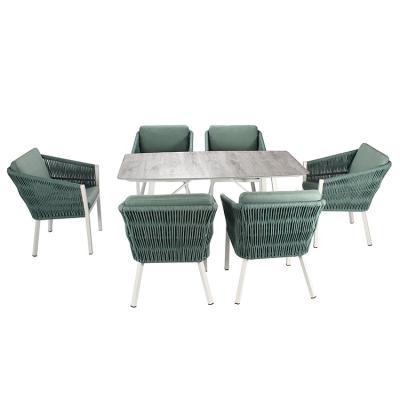 China Wholesale 7pcs modern outdoor woven rope aluminum leisure outdoor chair with outdoor table for sale