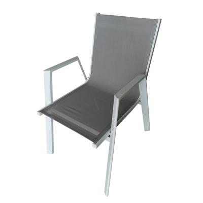 China Modern outdoor aluminum chair aluminum garden dining back chair setsling with 2*1 textileneseat and back for sale