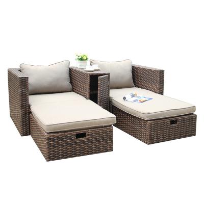 China Modern Aluminum Patio View Sofa Chair Outdoor PE Rattan Sofa With Rattan Table for sale