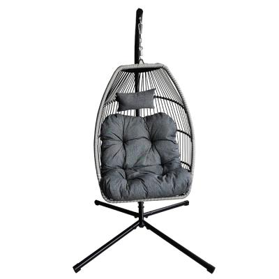 China Modern Patio Garden Weave Swing Rattan Egg Hanging Chair With Cushion And Cover In Or Outdoor for sale