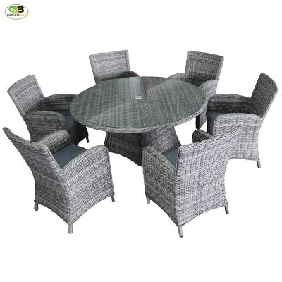 China Outdoor set of modern high quality rope woven dining tables and style patio chairs for sale