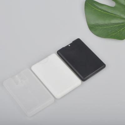 China Convenient BEAUTY PACKAGING 20ml Square Card Small Perfume Spray Bottle White Transparent Black Plastic Bottle for sale