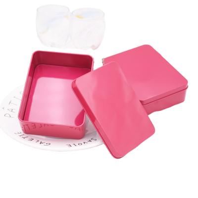 China 12*9*4cm white gold color black silver foil small rectangle cosmetic empty pink can bang metal box foil tin for sale