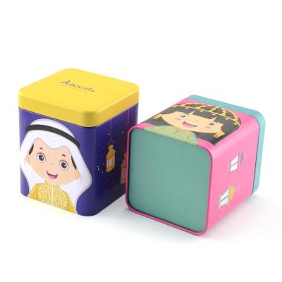 China Food Packaging Box Manufacturers Square Customized Metal Candy Boxes Cookies Tin Square Box for sale