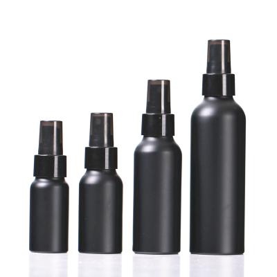 China Personal Care 30/50/100/150ml Aluminum Cosmetic Pump Spray Dispenser Black Mist Spray Bottle Stain for sale