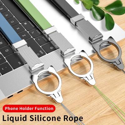 China Universal Lanyard Silicone Plug Mobile Phone Neck Wear Strap Key Chain Rope With Cat Shape Phone Holder for sale