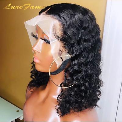 China Wholesale Barely Hd Soft Thick Shedding Bob Human Hair Wig With Bangs, Curly Straight Bob Lace Front Wig Human Hair, Lace Bob Human Hair Wig for sale