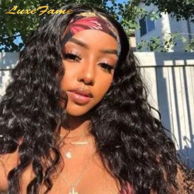 China Whole Brazilian Deep Wave Headband Wigs 100% Virgin Hair Rraw Wig ,Ladies Wigs Sale Thick Smooth Soft Barely Shedding Raw Hair Short Ladies Wigs for sale