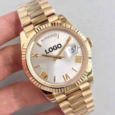 China Fashion Automatic Custom Style High Quality Gold Plating Date Wristwatches For Men for sale