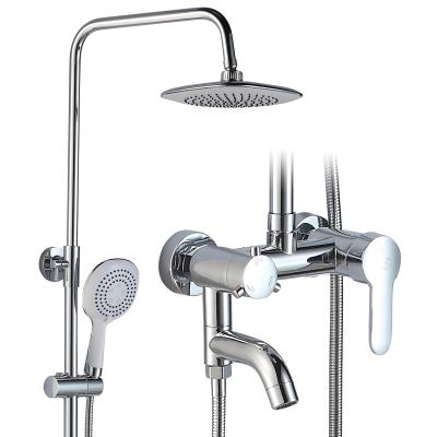 China Slide Bar Bathroom Shower Faucet Set With Rainfall Head And Hand Held SUS304 Stainless Steel for sale