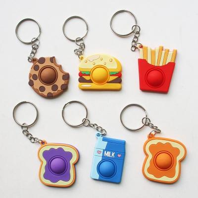 China PVC Burger Chips Drink Shape Simple Fidget Toy Stress Relief Key Chain Hand Toys For Children for sale