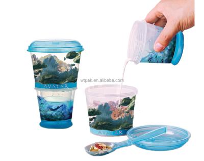 China Biodegradable Customized Printing ON Go Breakfast Cereal Cup Container For Oats And Yogurt for sale