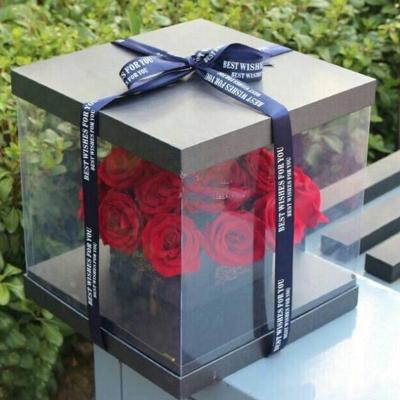 China Recyclable Custom Plastic Gift Flower Cardboard Box For Flower Bundles for sale