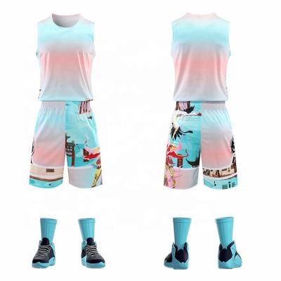 China Full Antibacterial Sublimation Printing Custom Basketball Uniforms Free Design Customized Basketball Tank Tops School Team Basketball Sports Wea for sale