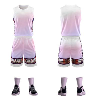 China Custom High Quality Antibacterial Dye Sublimated Basketball Wear Tank Top Uniform Men Youth White And Black Color Set For Sale for sale