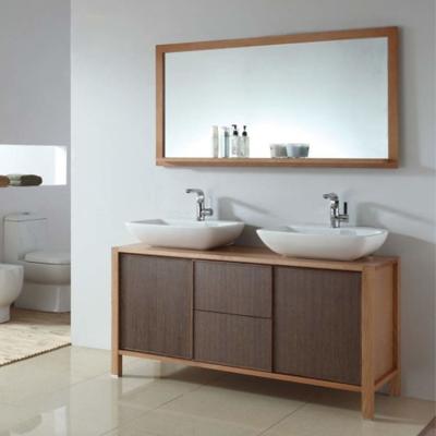 China Modern Bathroom Furniture Vanity Double Sink , PVC Bathroom Vanity Cabinet for sale