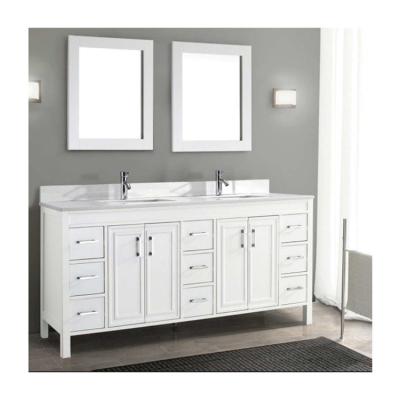 China Modern Solidwood Bathroom Furniture Bathroom Vanities in White Doible Sink Bathroom Vanity Cabinet for sale