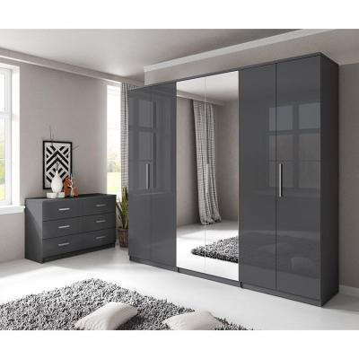 China Custom Black Mirrored Closet Wardrobe Cabinet Bedroom Wall Design Mirror Wardrobe for sale