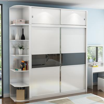 China CUSTOM sliding wooden wardrobe 2 doors, 2 door wardrobe with mirror for sale