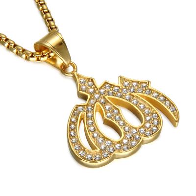 China Brand Allah Necklace Stainless Steel Mullins Hip Hop Stainless Steel Necklace Religious European and American Hot Selling Jewelry for sale