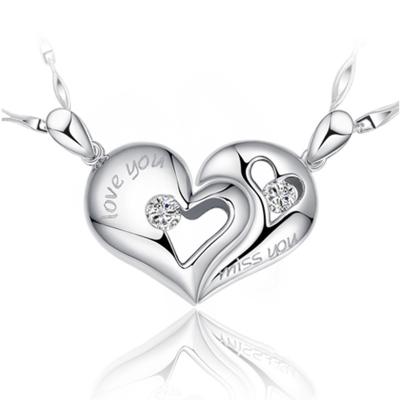 China Wholesale Retro Hiphop European and American Necklace Couples Love Valentine's Day Jewelry Heart Pendant for sale