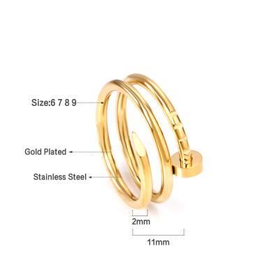 China New Three-ring CLASSIC Ring Europe And The United nail states simple gold plated stainless steel jewelry factory direct sales jewelry for sale