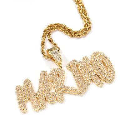 China Hip-hop Mozanstone English Alphabet Zircon DIY European and American New Style Hiphop Pendant Necklace for sale