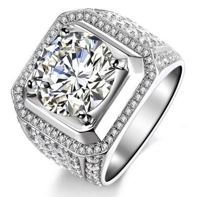 China Dominant 5 Carat Romantic Moissanite Diamond Men's Ring Proposal Engagement Pair Ring Silver Plated 18K White Gold Men's Ring for sale