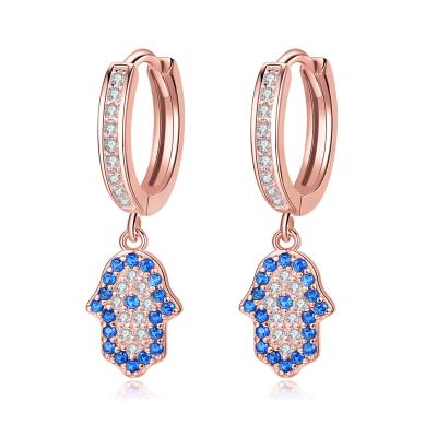 China FASHIONABLE new fashion 925 Sterling Silver Earrings Hamsa Zircon Earrings European and American jewelry factory direct sales for sale