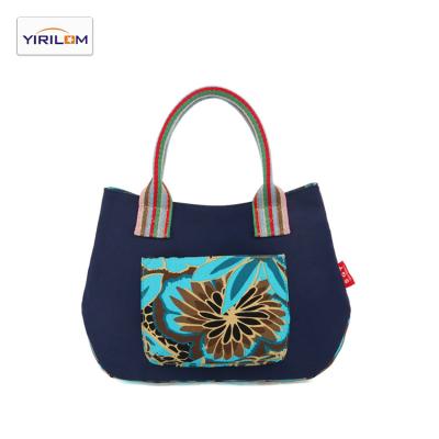 China PORTABLE women's handbag with printed canvas bag in contrasting colors for sale