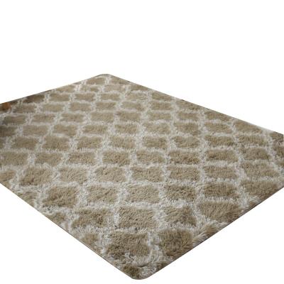 China Simple home bedside knot dyed silk rug living room coffee table carpet pattern long wool hair can be washed all over the bedroom for sale