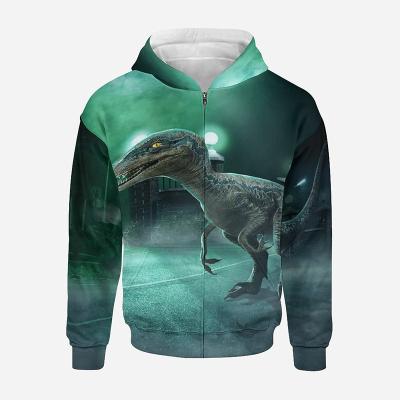 China custom hooded Anti-wrinkle zipper up hoodies dinosaur printed men women high quality custom logo hoodie kids fashion spring autumn sweatshirts for sale