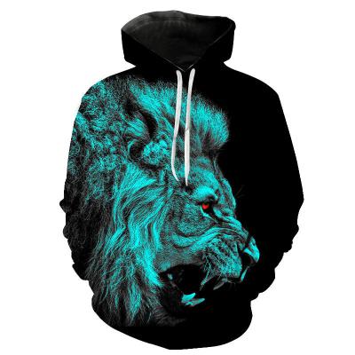 China High Quality Custom Made Lion Printing Sublimation Hip Hop Men's Animal Hoodies Anti-wrinkle Polyester 3D Hoodie for sale