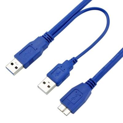 China Double Head Micro B To USB 3.0 Charging Cable 0.6m PVC Hard Disk Data Cable for sale