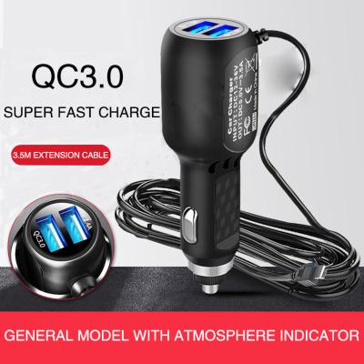 Cina Caricatore dell'automobile di Dual USB QC3.0 del navigatore con il cavo di alimentazione di 3.5m in vendita