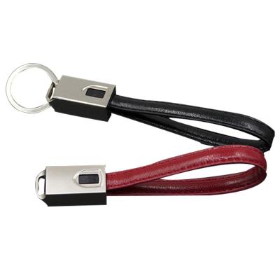 China Android Length 13cm USB 2.0 Charging Cable PU Leather Keychain for sale