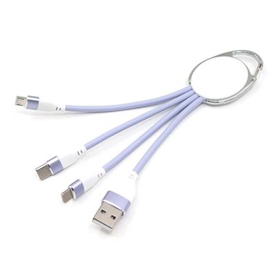 China Portable 17cm 3 in 1 keyring charging cable USB 2.0 TPE Copper for sale